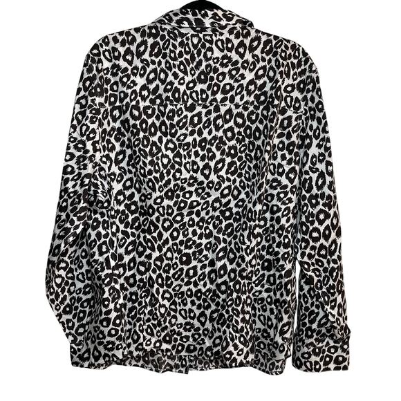 Chicos No Iron Cheetah Button Up Blouse Brown White Size 3 / XL Leopard Office - Picture 2 of 7